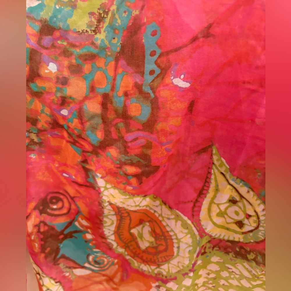 Vintage Trina Turk Sheer Paisley Blouse With Crochet/Pearl Neckline Women’s Sml - Picture 7 of 13